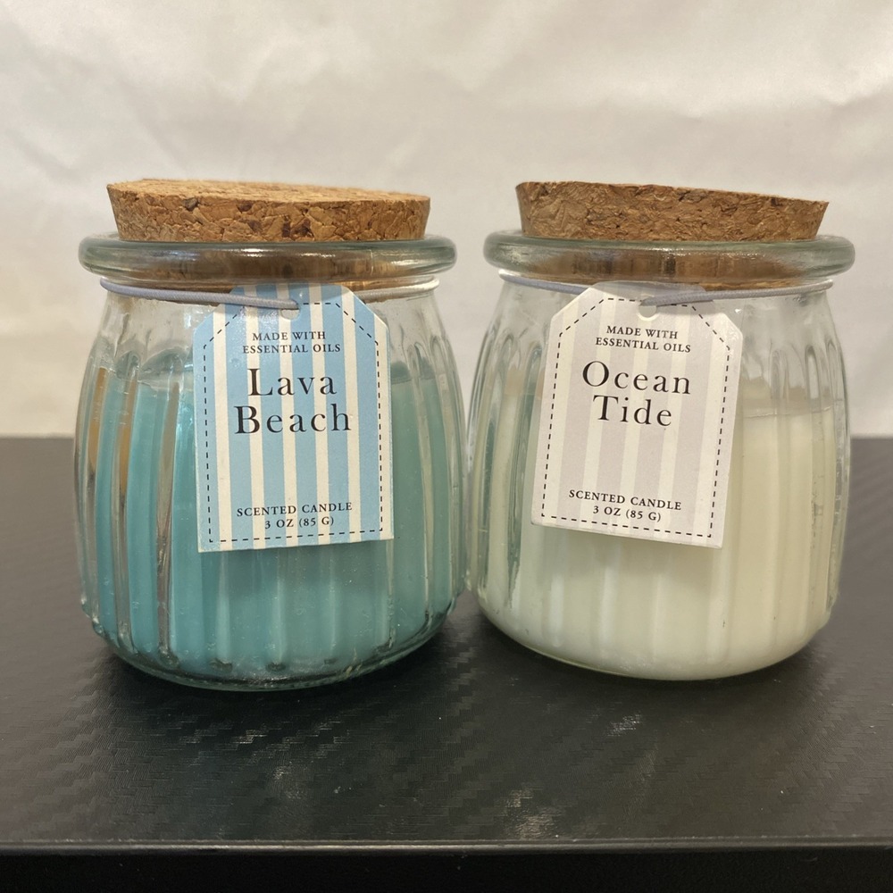 Modern Coastal Mini Scented Candles Made With Essential‎ Oils Set Of 2